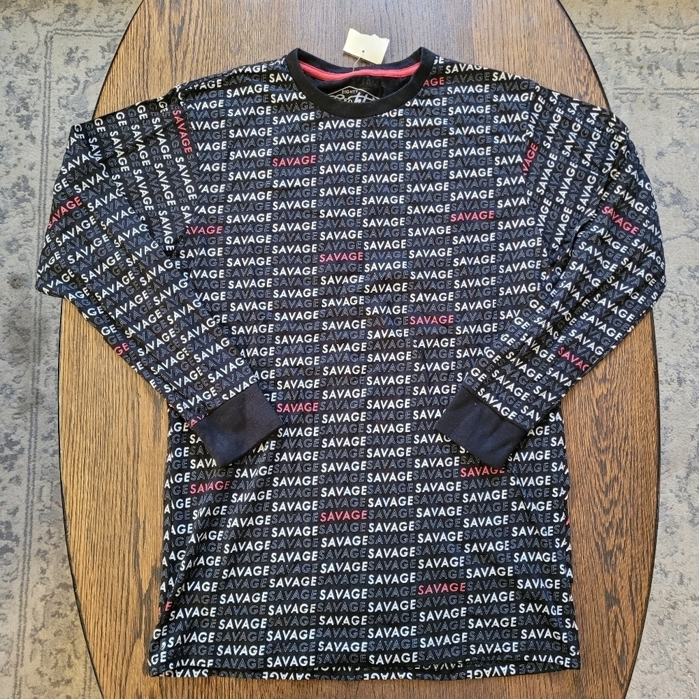 Eighty Eight SAVAGE Print Long Sleeve Shirt Size Men's Medium NEW with Tags